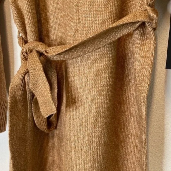 Rachel Zoe Sweater Dress Women’s Small Tie Belted Knit Midi Slit Turtleneck NWT - Picture 4 of 14